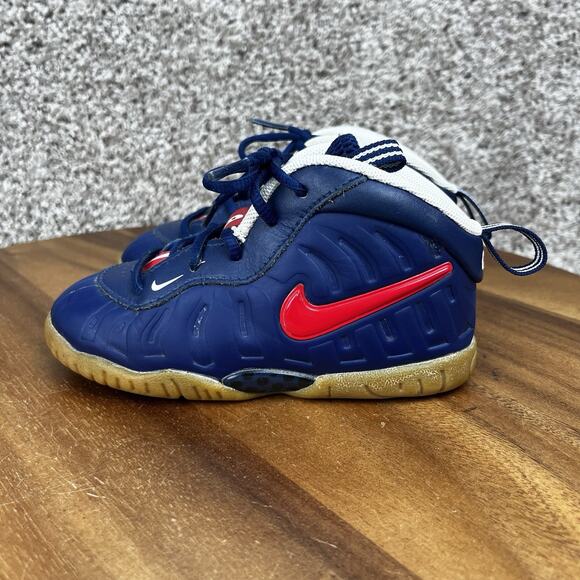 Size 9C Nike Little Posite Pro Blue Void University Red USA 843769-405 TD Shoes - Picture 4 of 9